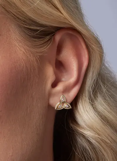14K Gold Vermeil Trinity Knot Stud Earrings